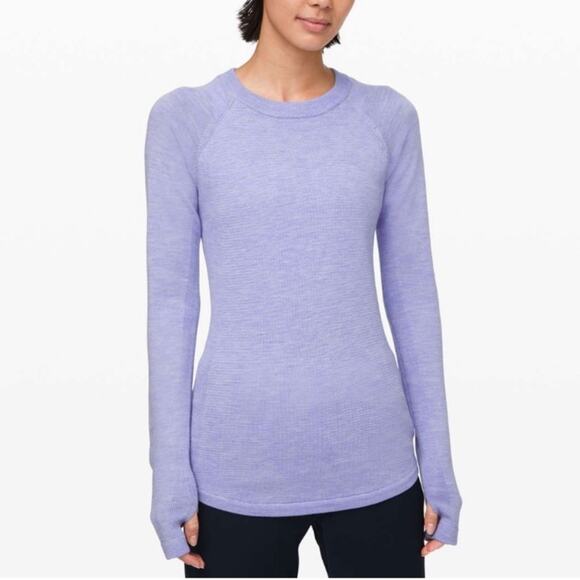 lululemon athletica Sweaters - Lululemon Athletica Sit In Lotus Heathered Lilac Crew Neck Cozy Sweater Knit 4